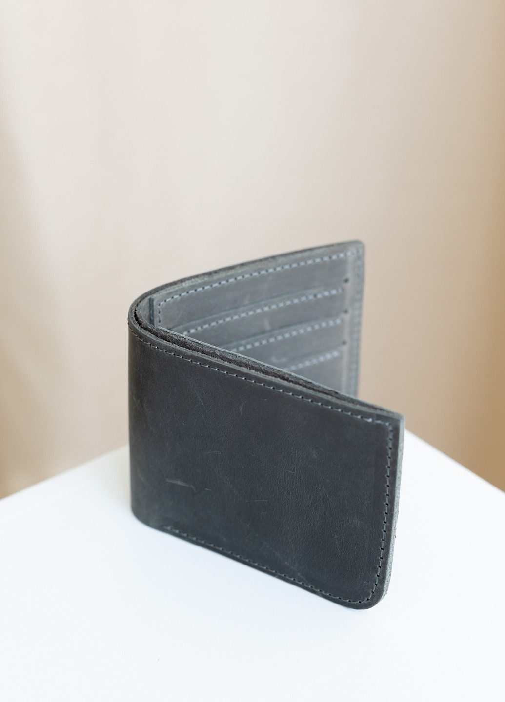 Качественный кошелек ручной работы серого цвета из натуральной винтажной кожи Boorbon (253582646)