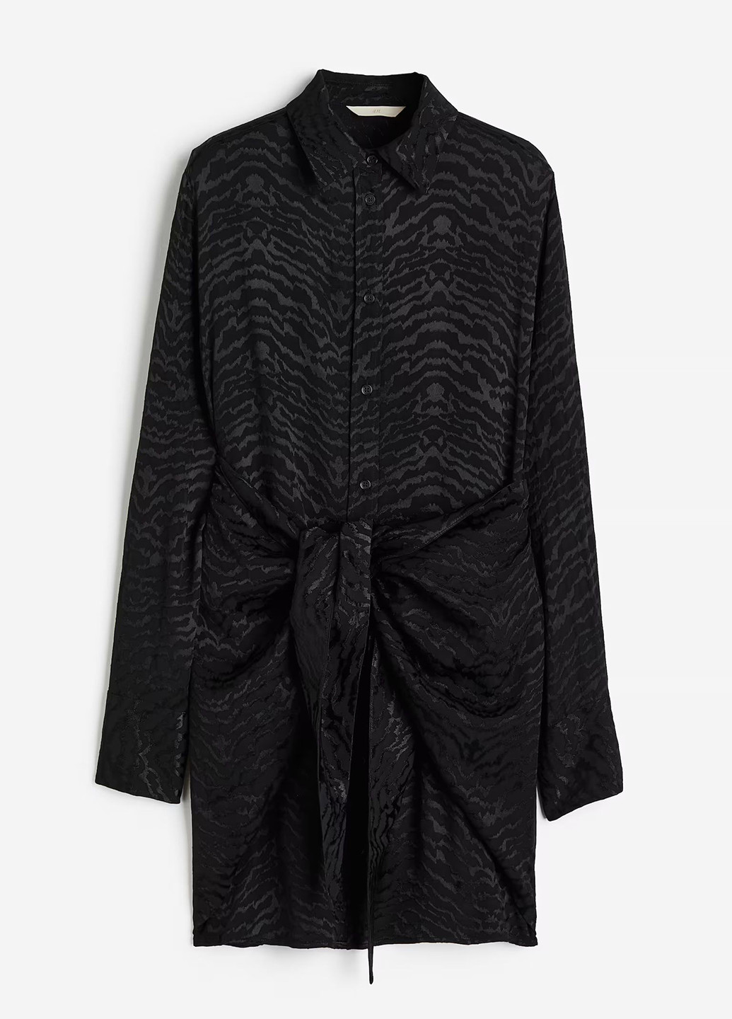 Черное кэжуал платье рубашка H&M с животным (анималистичным) принтом