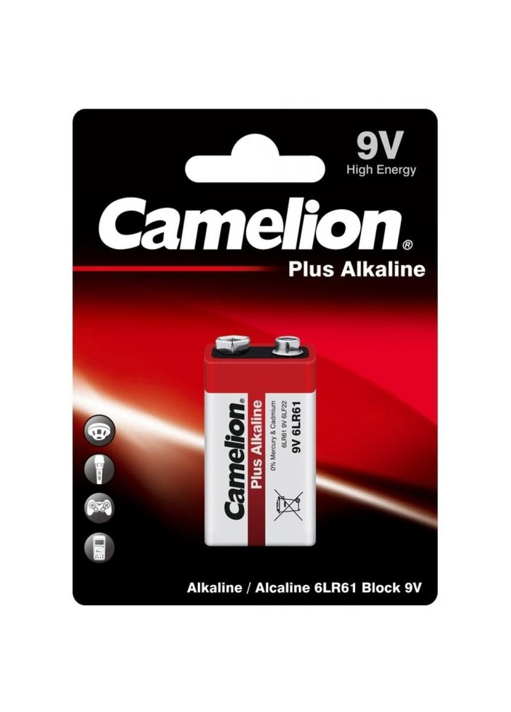 Батарейка Крона 6LR61 9V Plus Alkaline * 1 (6LR61-BP1) Camelion (251411865)