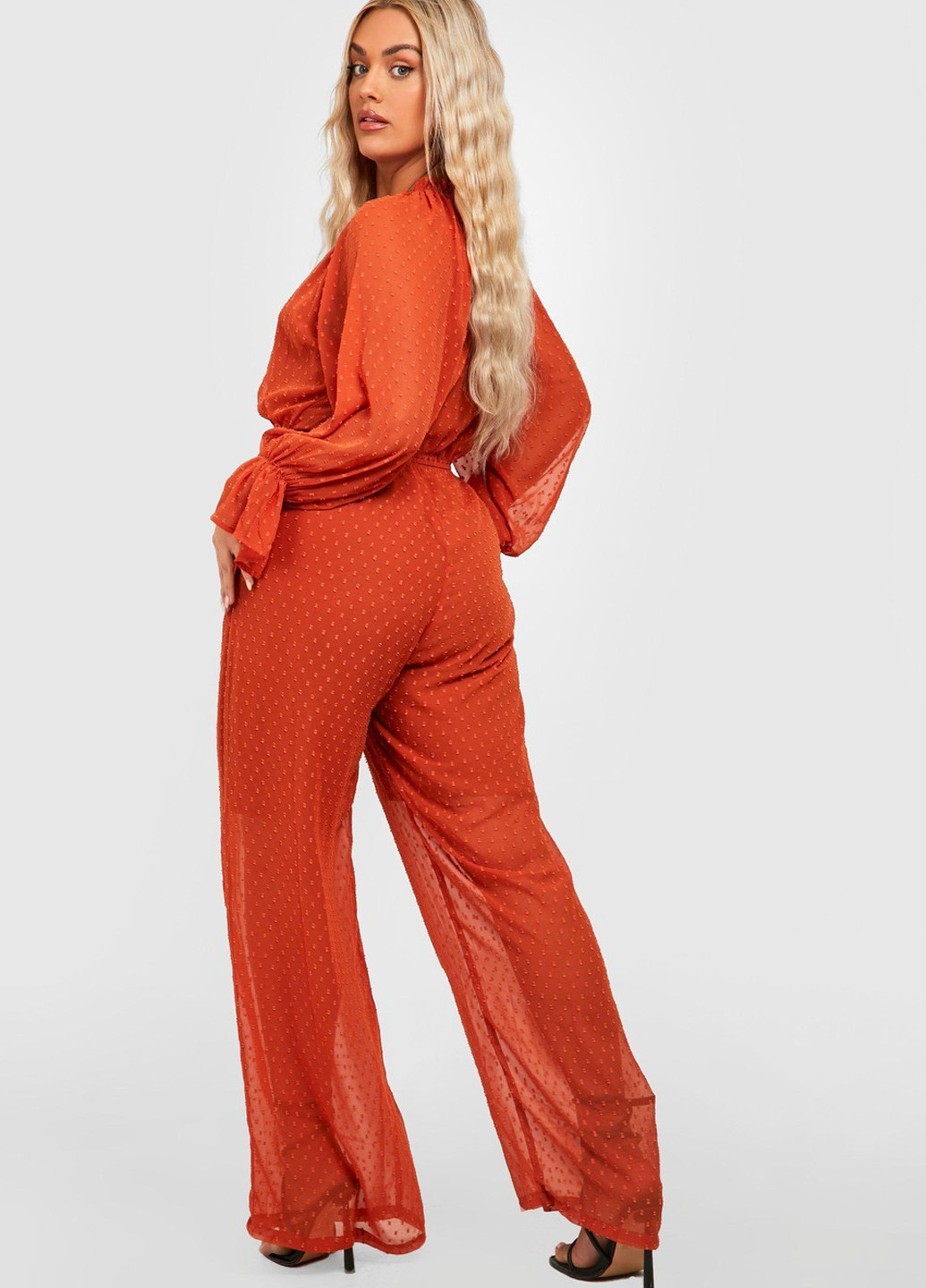 Комбинезон Boohoo комбинезон-брюки однотонный терракотовый кэжуал полиэстер