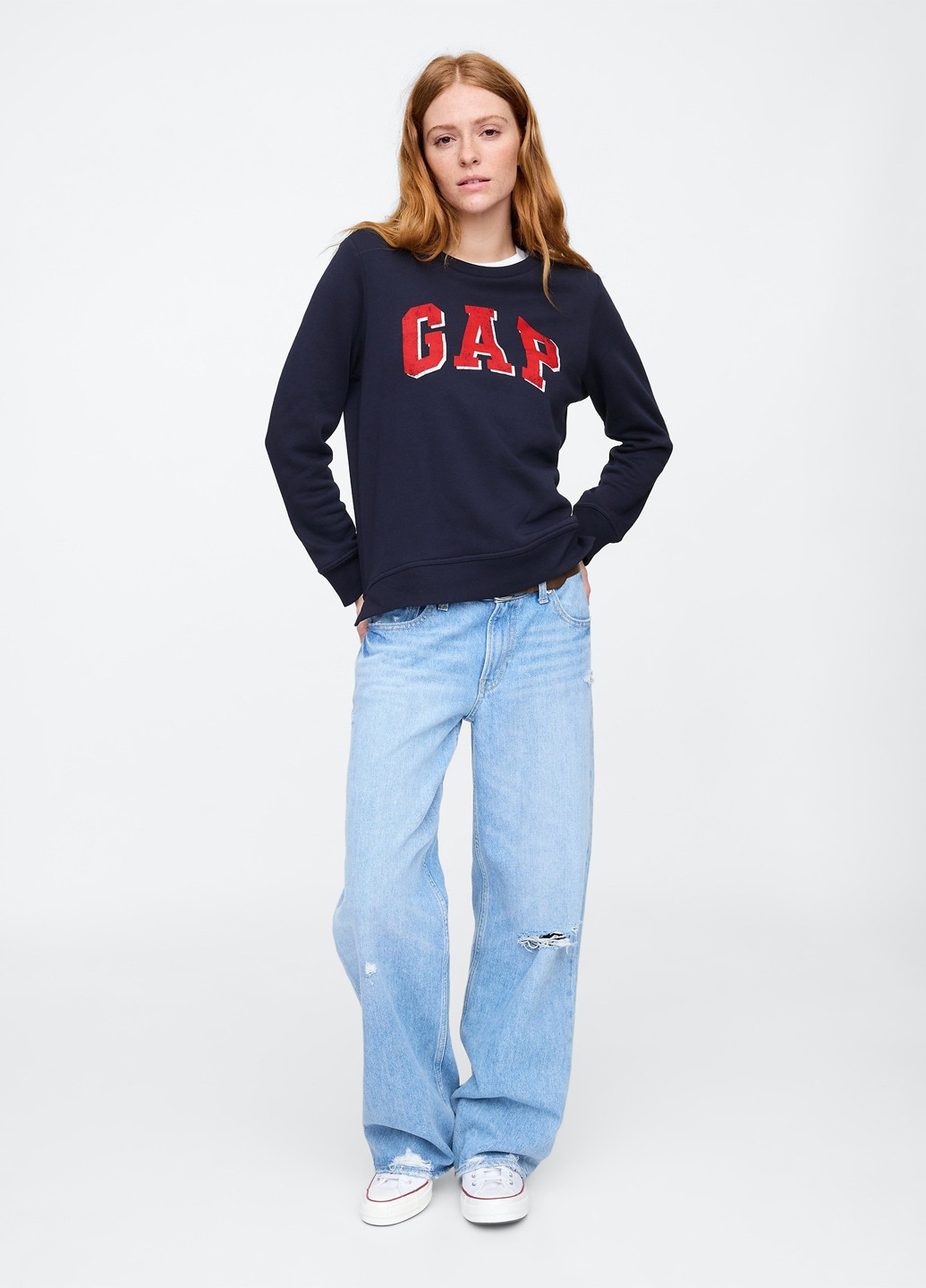 Синій світшот Gap логотип без декору (335388912)