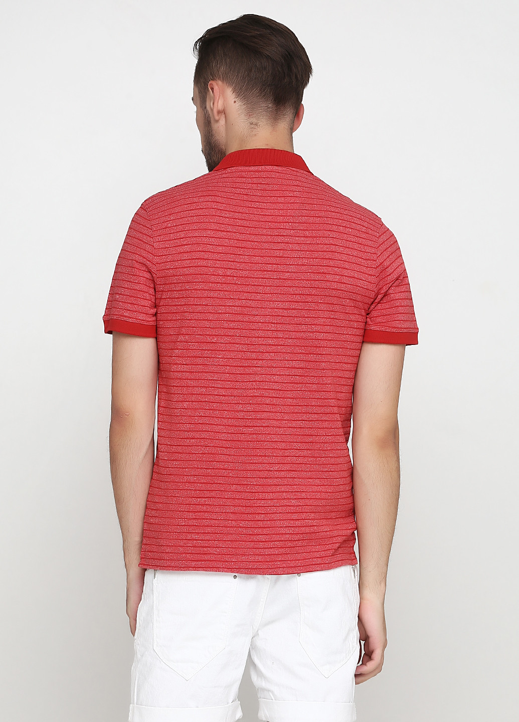 Красная футболка-поло для мужчин Selected в полоску