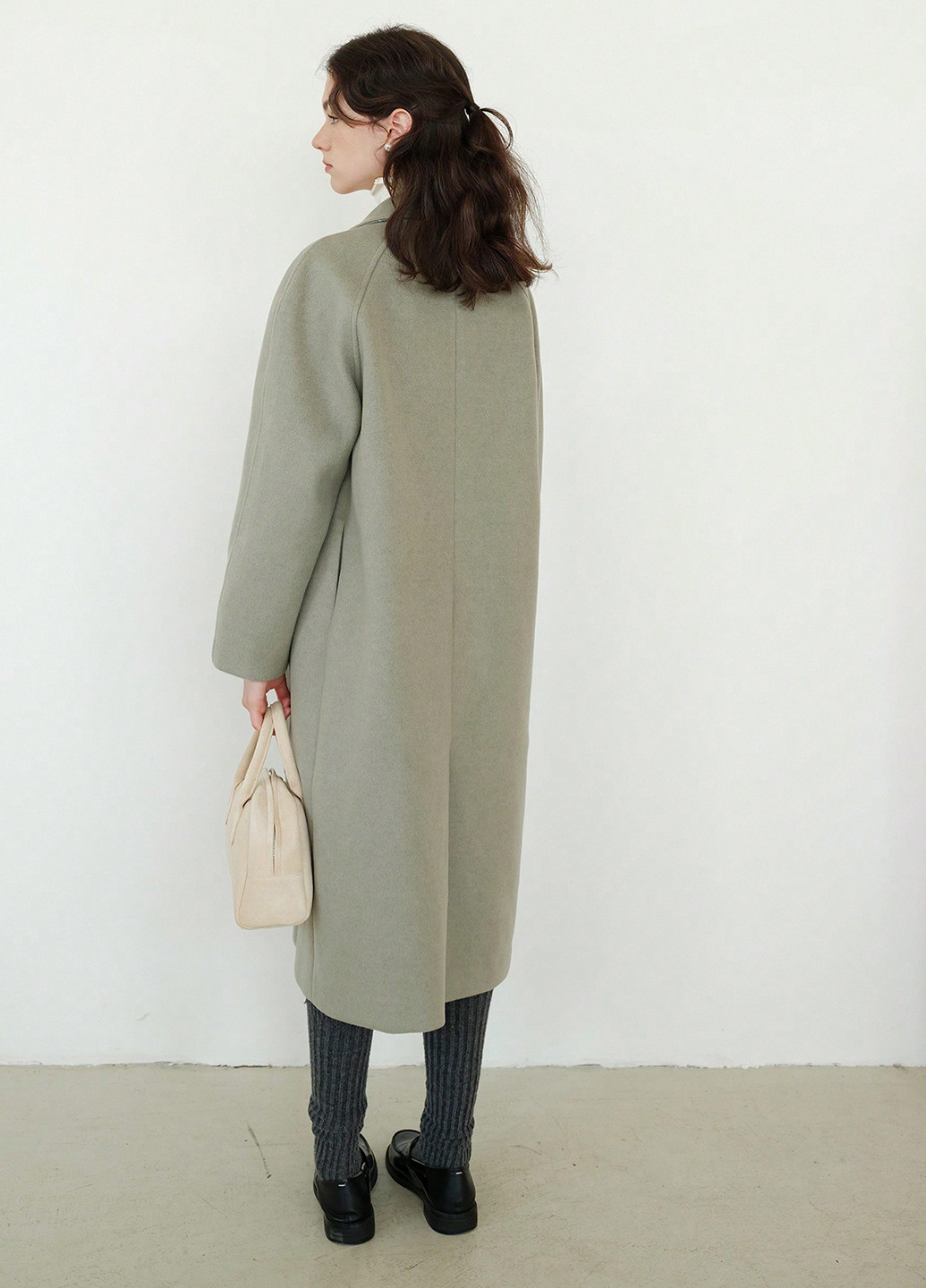 Серо-зеленое демисезонное Пальто однобортное SHEIN