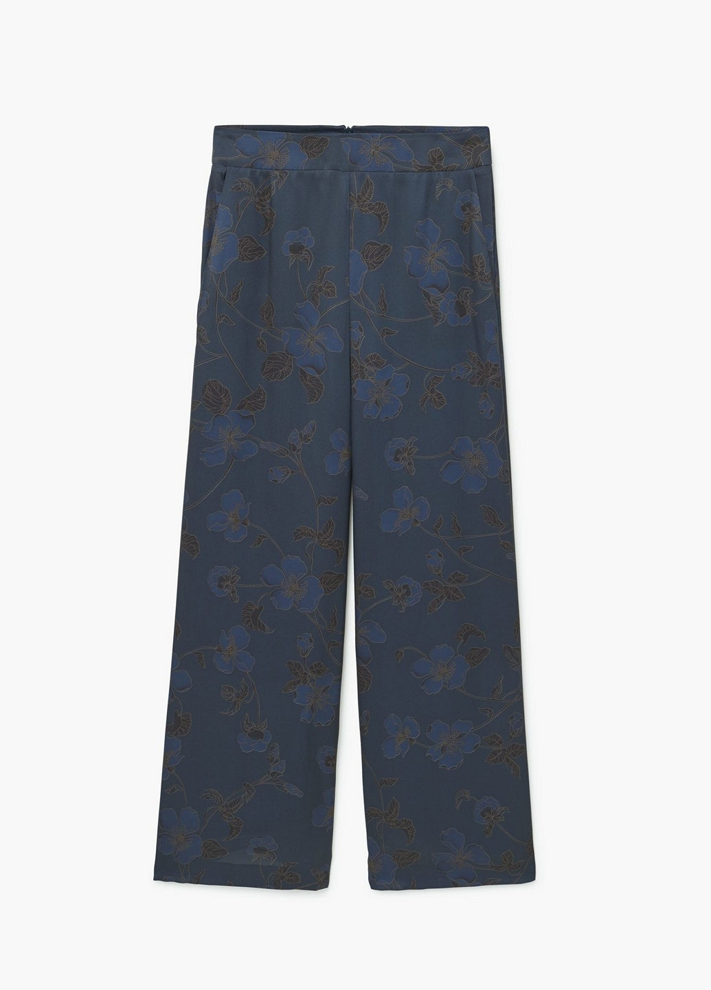 Темно-синие кэжуал демисезонные клеш брюки Mango