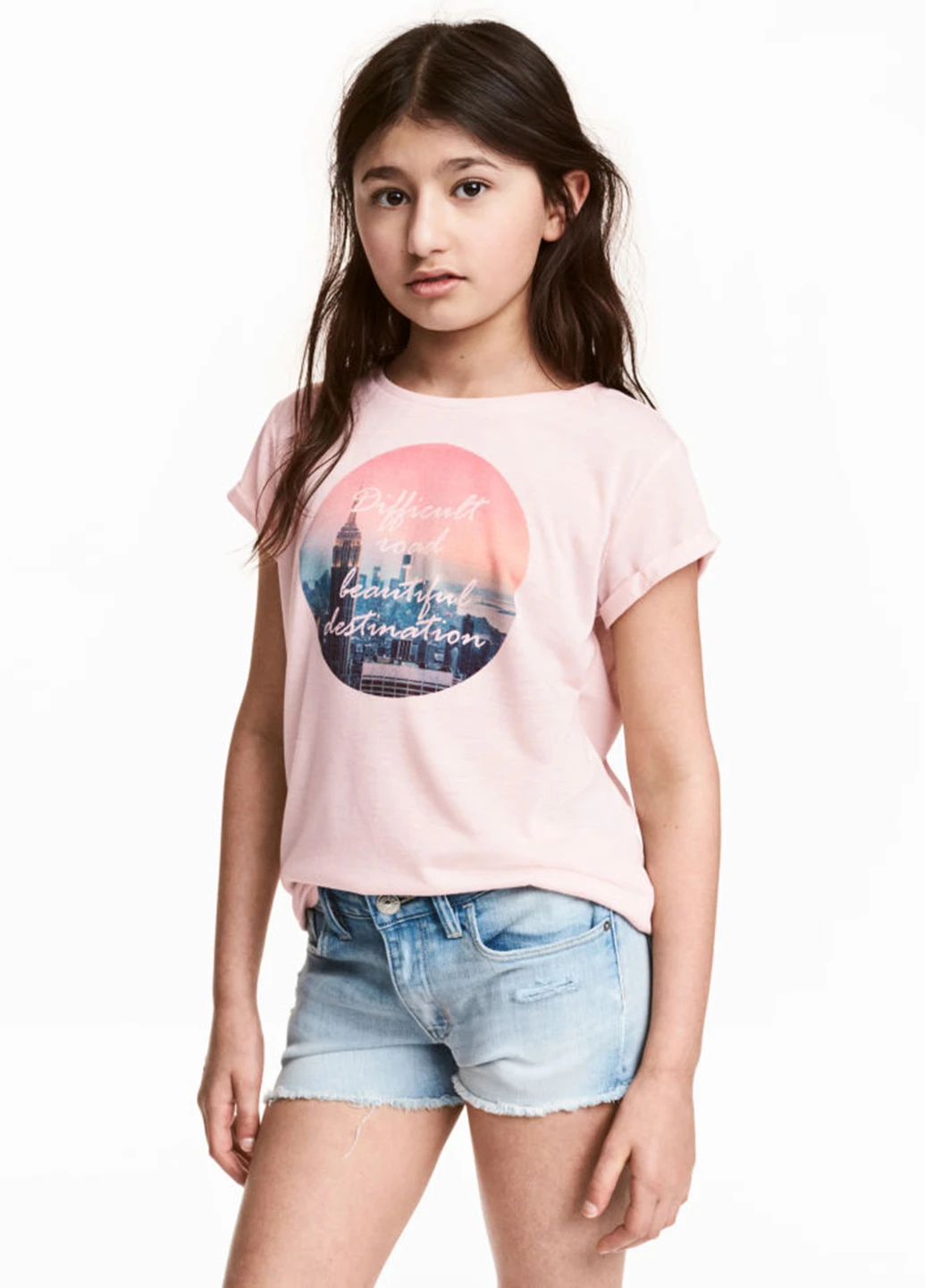 Розовая летняя футболка H&M