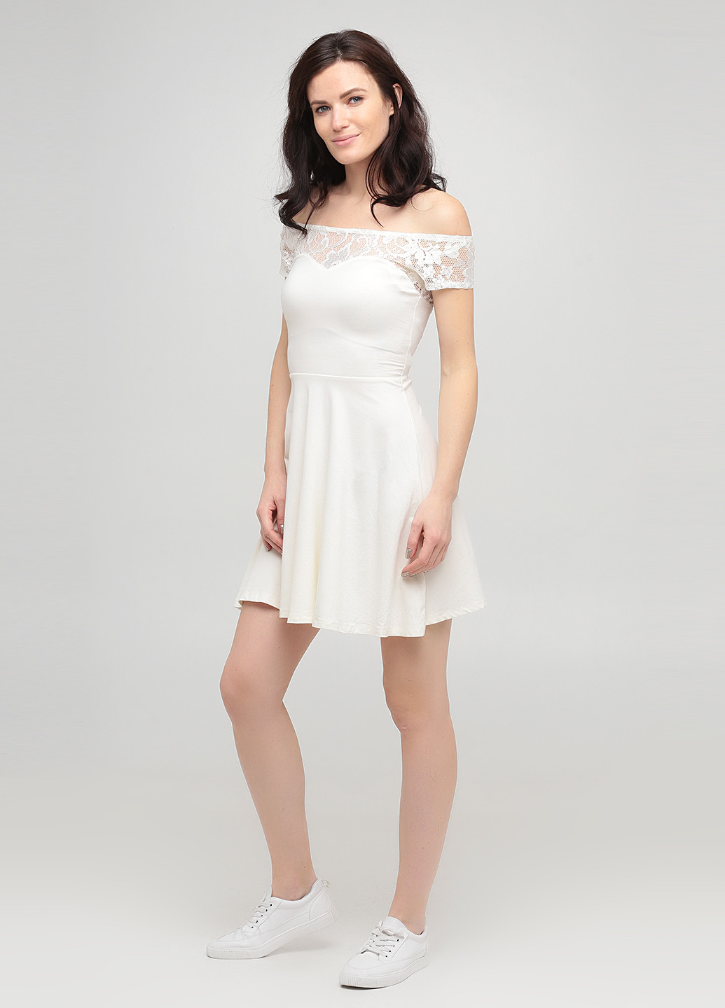 Молочна кежуал плаття, сукня кльош New look. однотонна