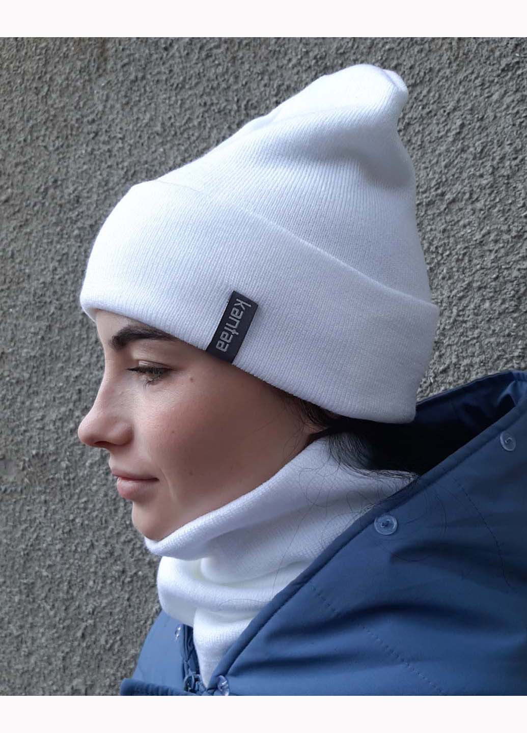 Белый демисезонный комплект (шапка, хомут) Канта