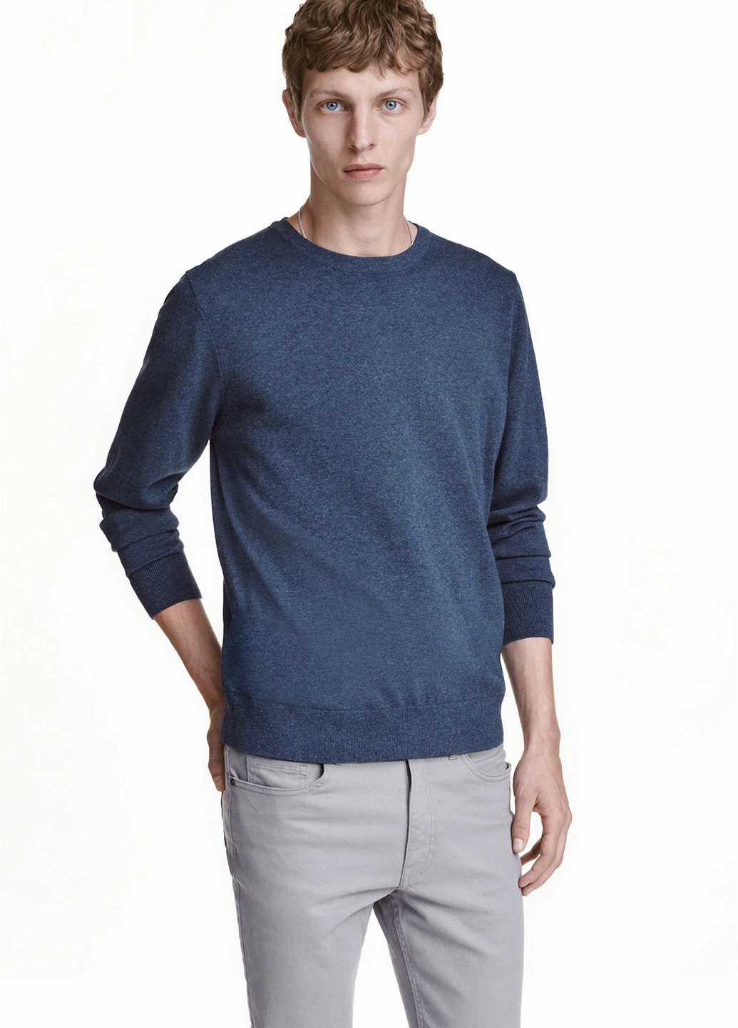 Темно-синий свитшот H&M меланж без декора (250302078)