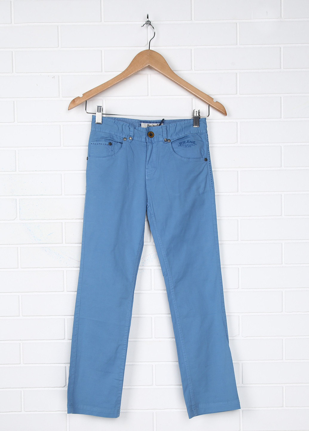 Голубые кэжуал демисезонные брюки со средней талией Pepe Jeans