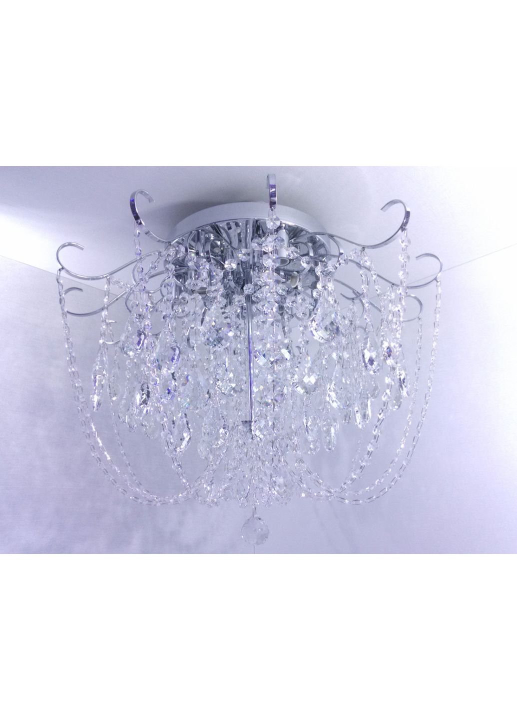 Люстра стельова кришталева з пультом 90080/8 Хром 49х63х63 см. Sunnysky (253628832)