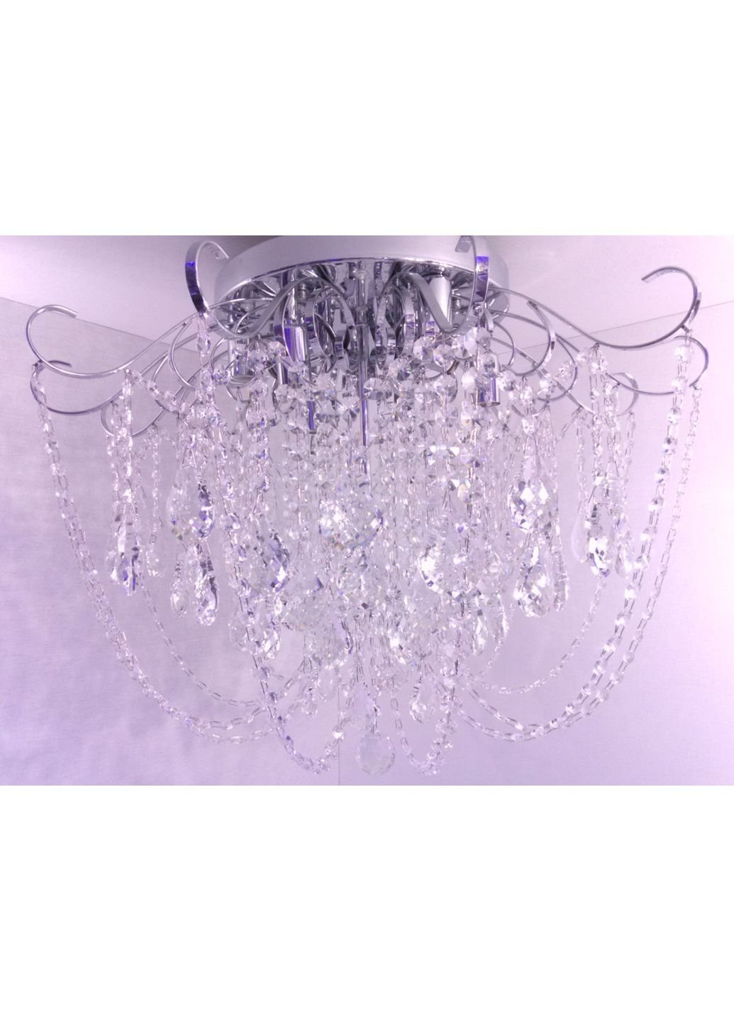 Люстра стельова кришталева з пультом 90080/8 Хром 49х63х63 см. Sunnysky (253628832)