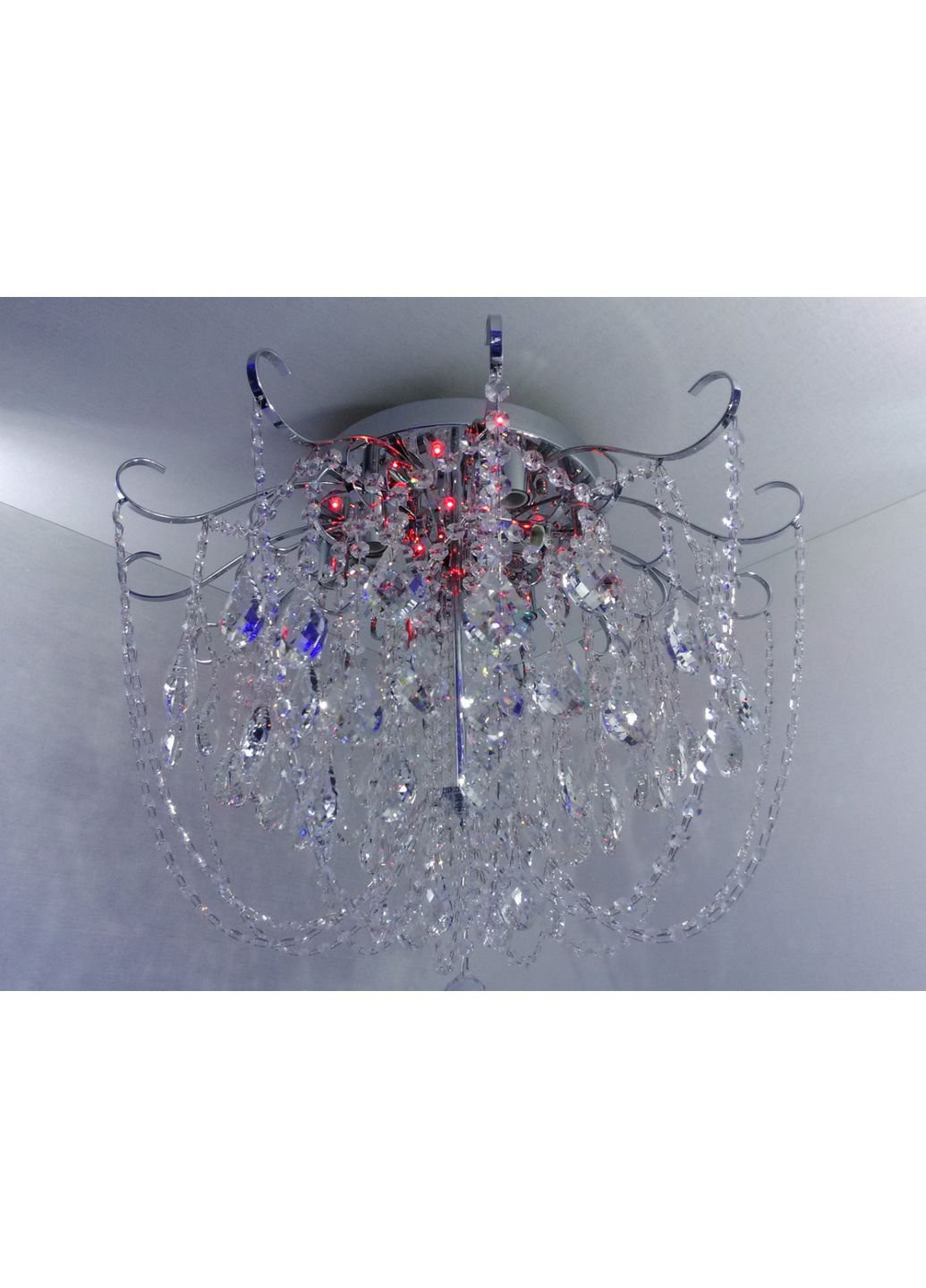 Люстра стельова кришталева з пультом 90080/8 Хром 49х63х63 см. Sunnysky (253628832)