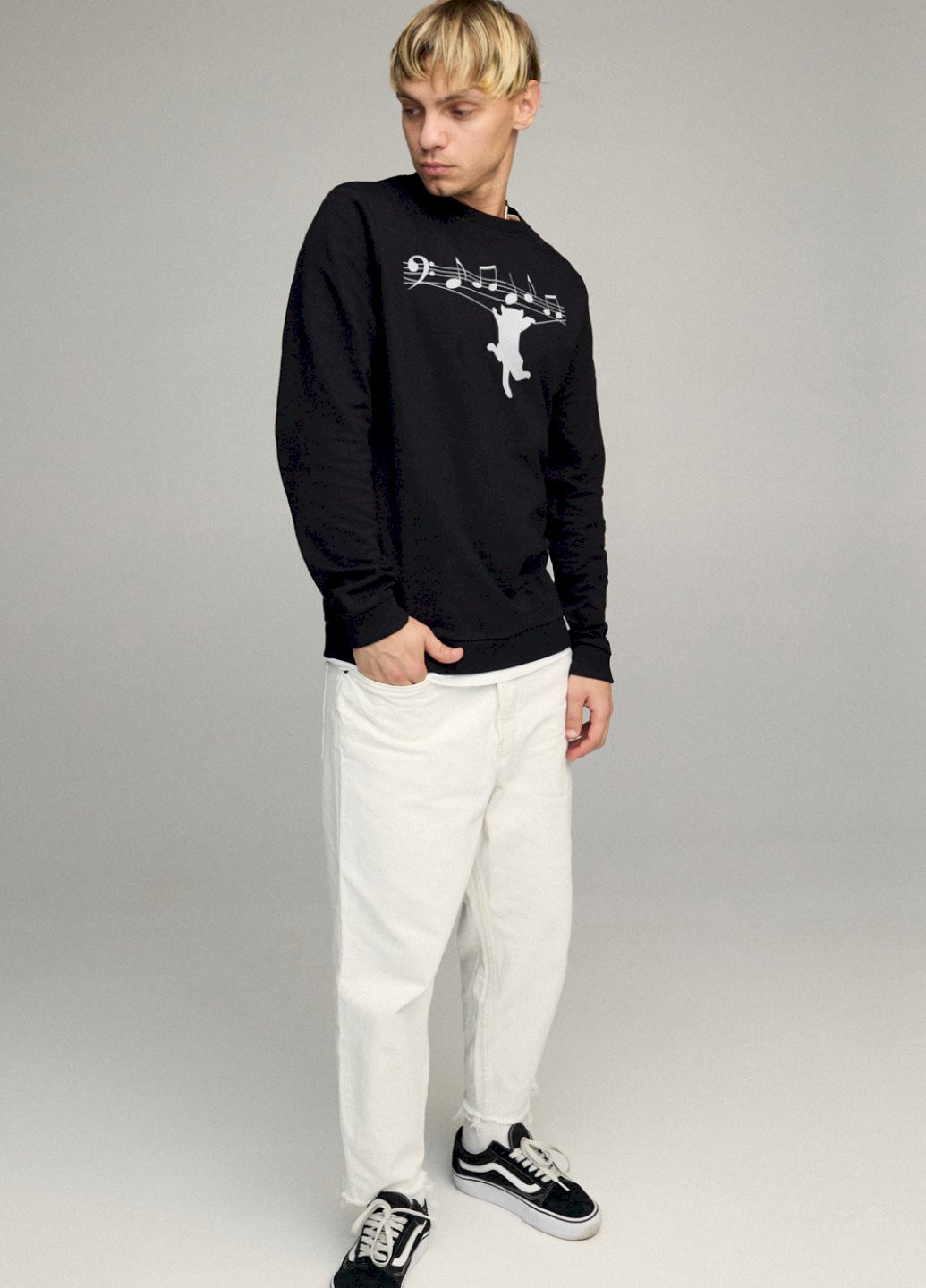 Чорний свитшот мужской basic /no flis/ YAPPI малюнок (254557384)