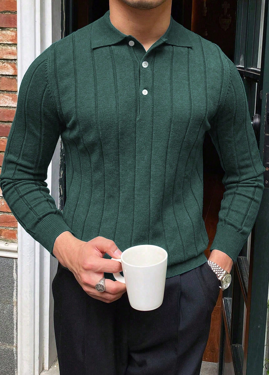 Темно-зеленый демисезонный пуловер пуловер SHEIN