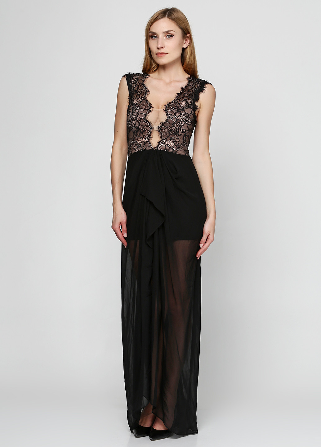 Черное вечернее платье макси Ginger Fizz с абстрактным узором