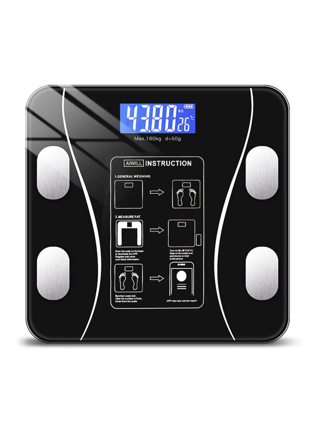 Напольные умные фитнес весы Bluetooth до 180 кг смарт весы с приложением Good Idea (252322419)