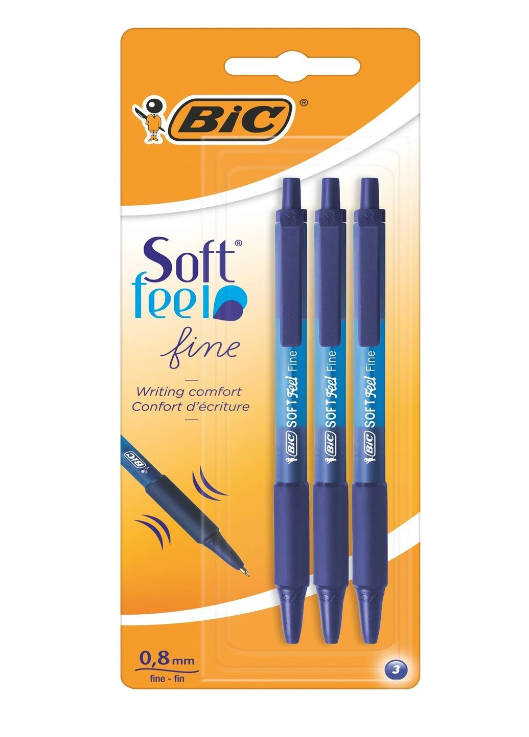 Набір кулькових ручок 3 шт автоматичних Soft Feel Clic Grip Синій Bic (248071960)