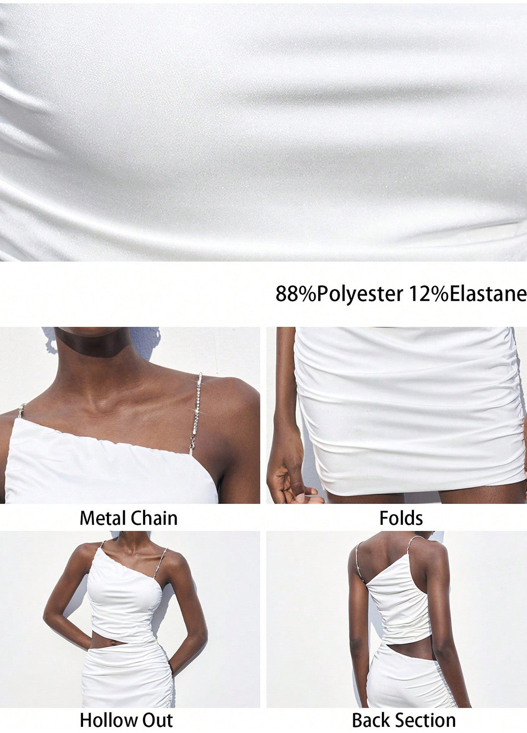 Белое праздничный, вечернее, кэжуал платье футляр SHEIN однотонное