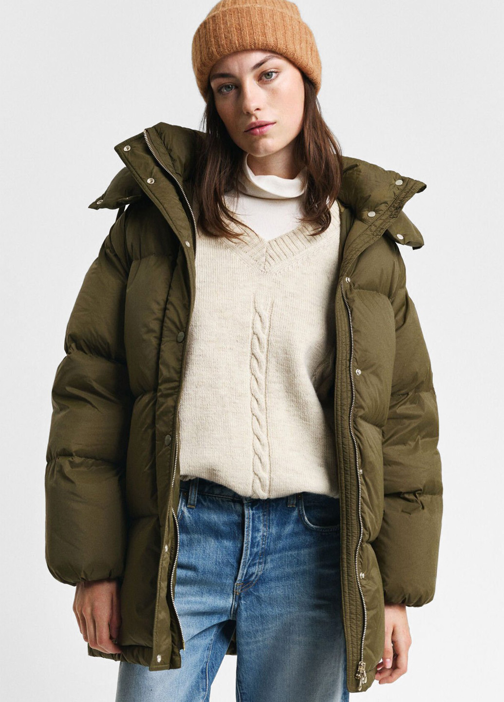 Оливковый зимний Пуховик Gant