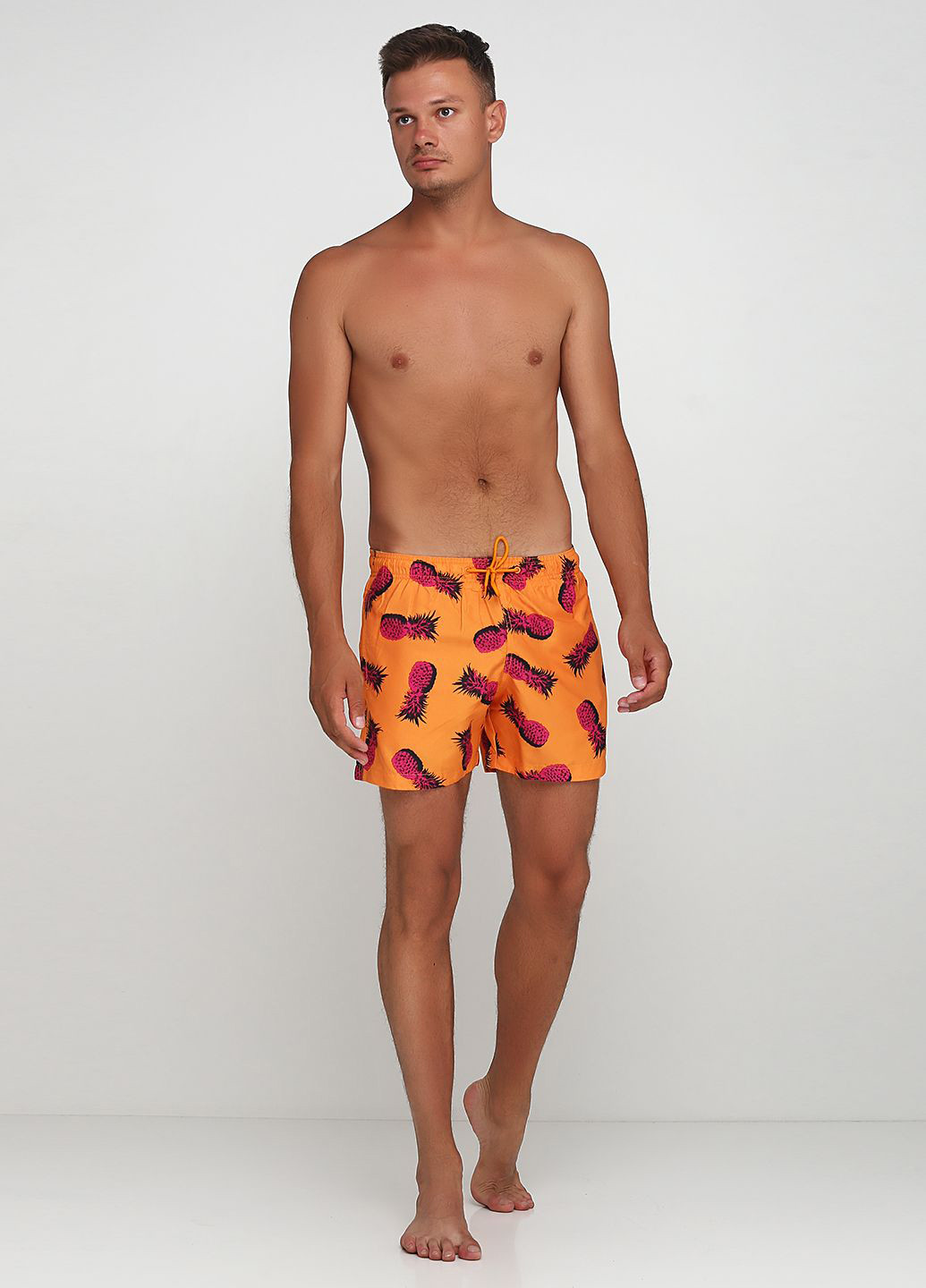 Шорты H&M рисунки оранжевые пляжные полиэстер