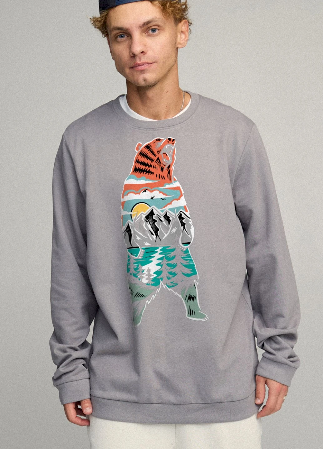 Серый свитшот мужской oversize /no flis/ YAPPI (252259264)