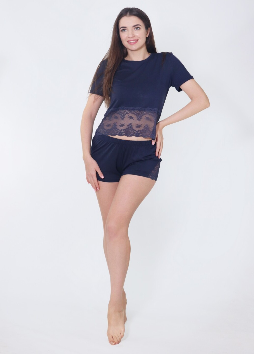 Фіолетовий комплект жіночий футболка та шорти N.EL. 1107-92