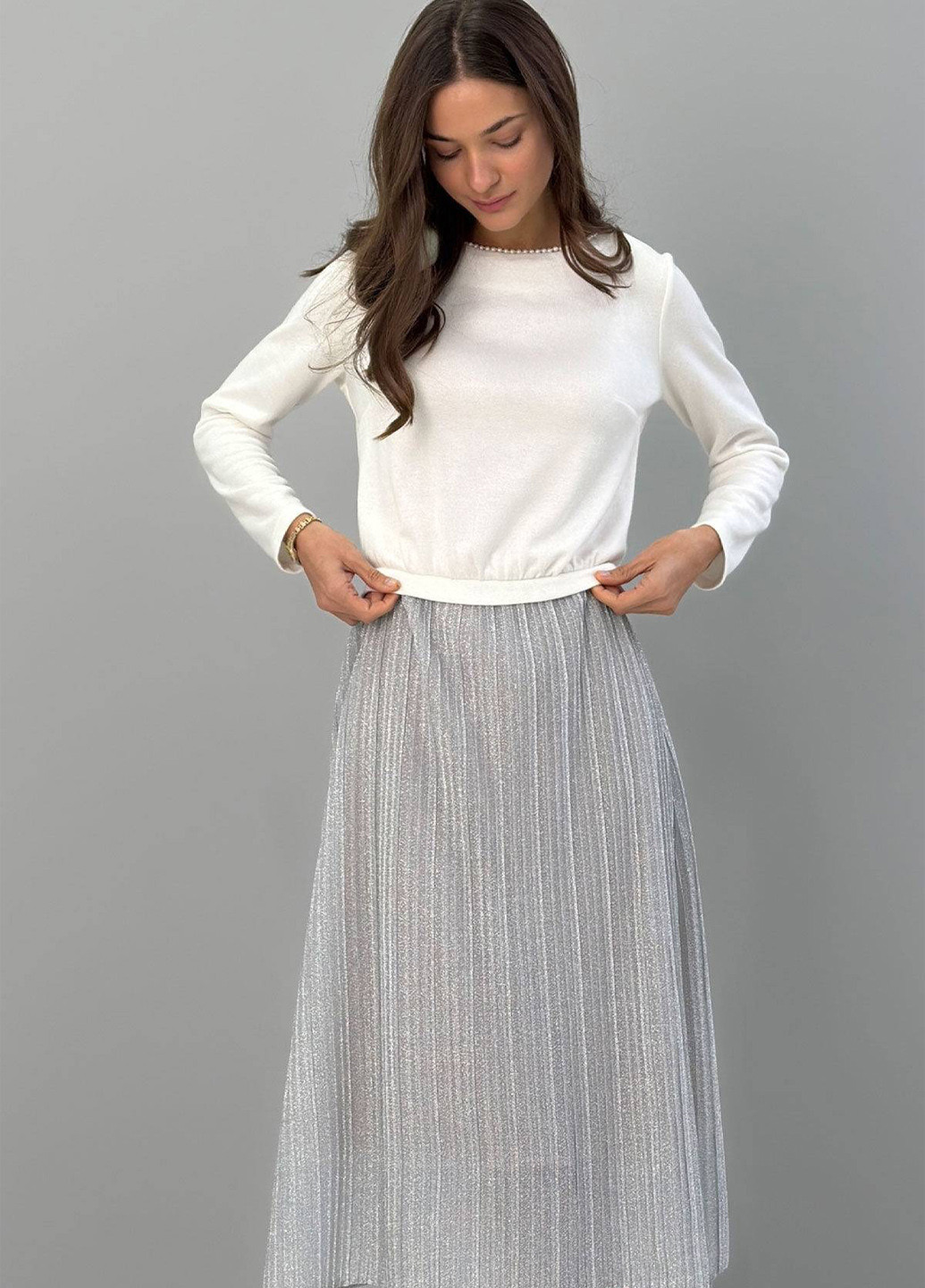 Комбинированное праздничный платье плиссированное No Brand колор блок