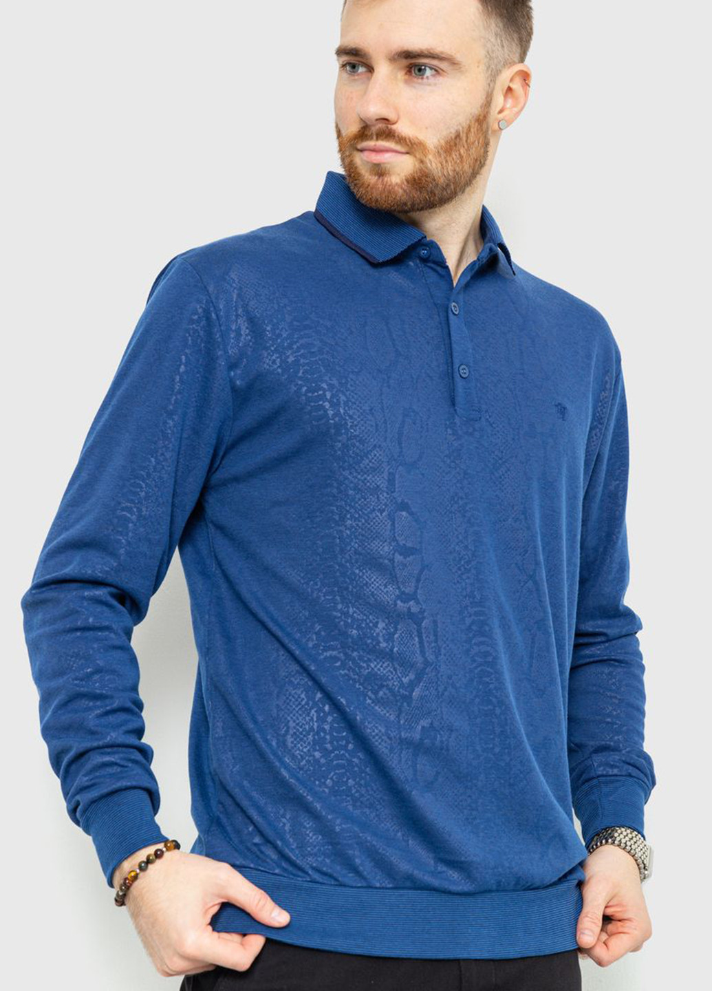 Синяя футболка-поло для мужчин Ager змеиный