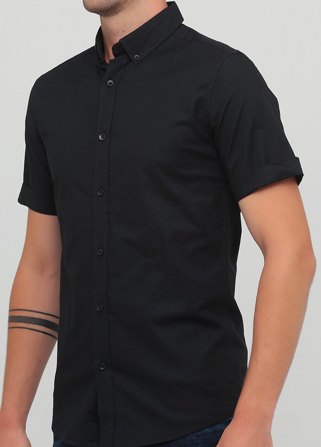 Черная кэжуал рубашка однотонная Primark