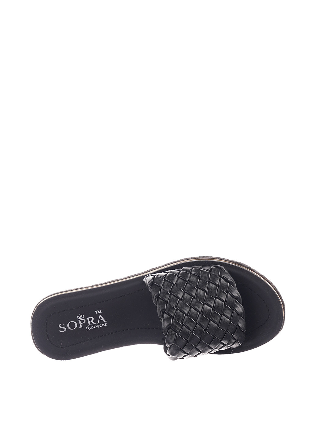 Черные шлепанцы Sopra на плетеной подошве
