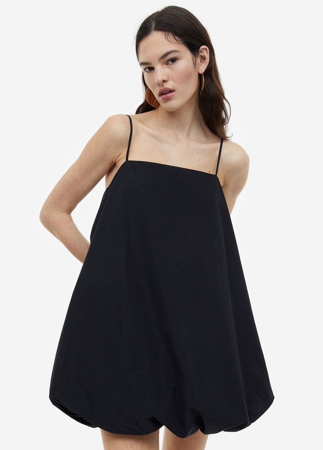 Черное кэжуал платье баллон H&M однотонное
