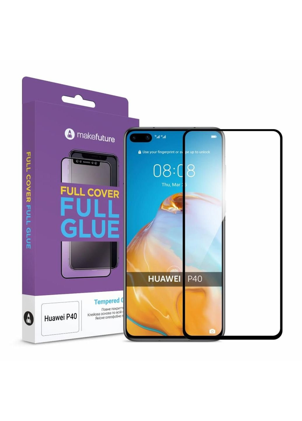Стекло защитное Huawei P40 Full Cover Full Glue (MGF-HUP40) MakeFuture (249598994)