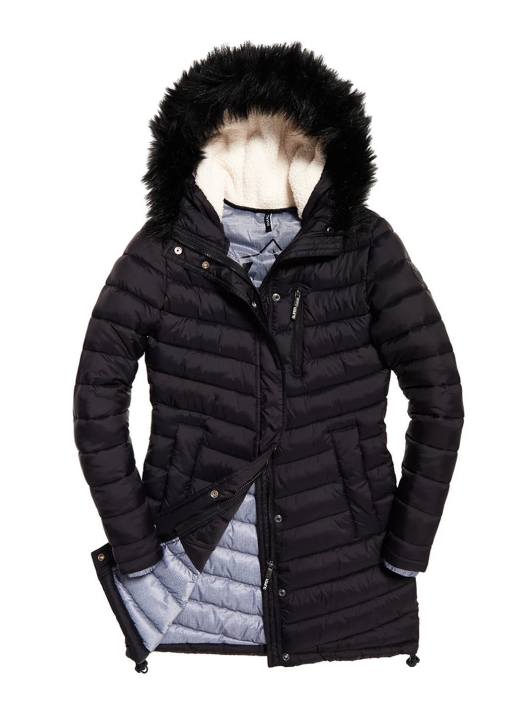 Черный демисезонный Пуховик Superdry