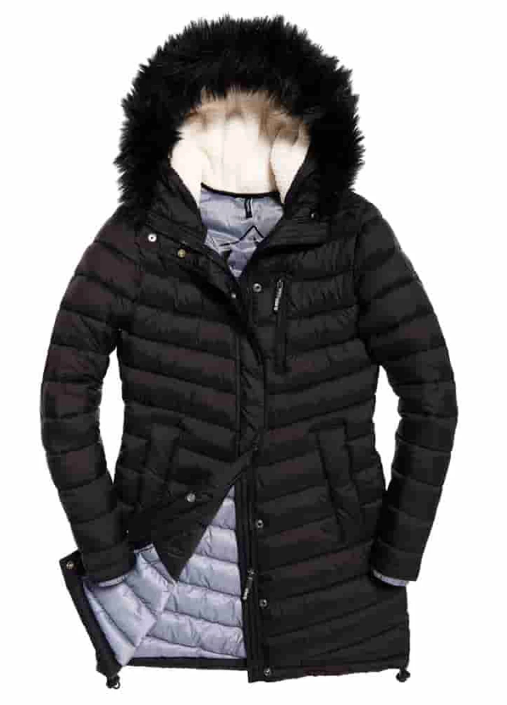 Черный демисезонный Пуховик Superdry