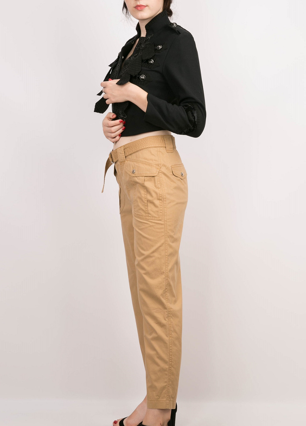 Бежевые кэжуал демисезонные укороченные, зауженные брюки Ralph Lauren