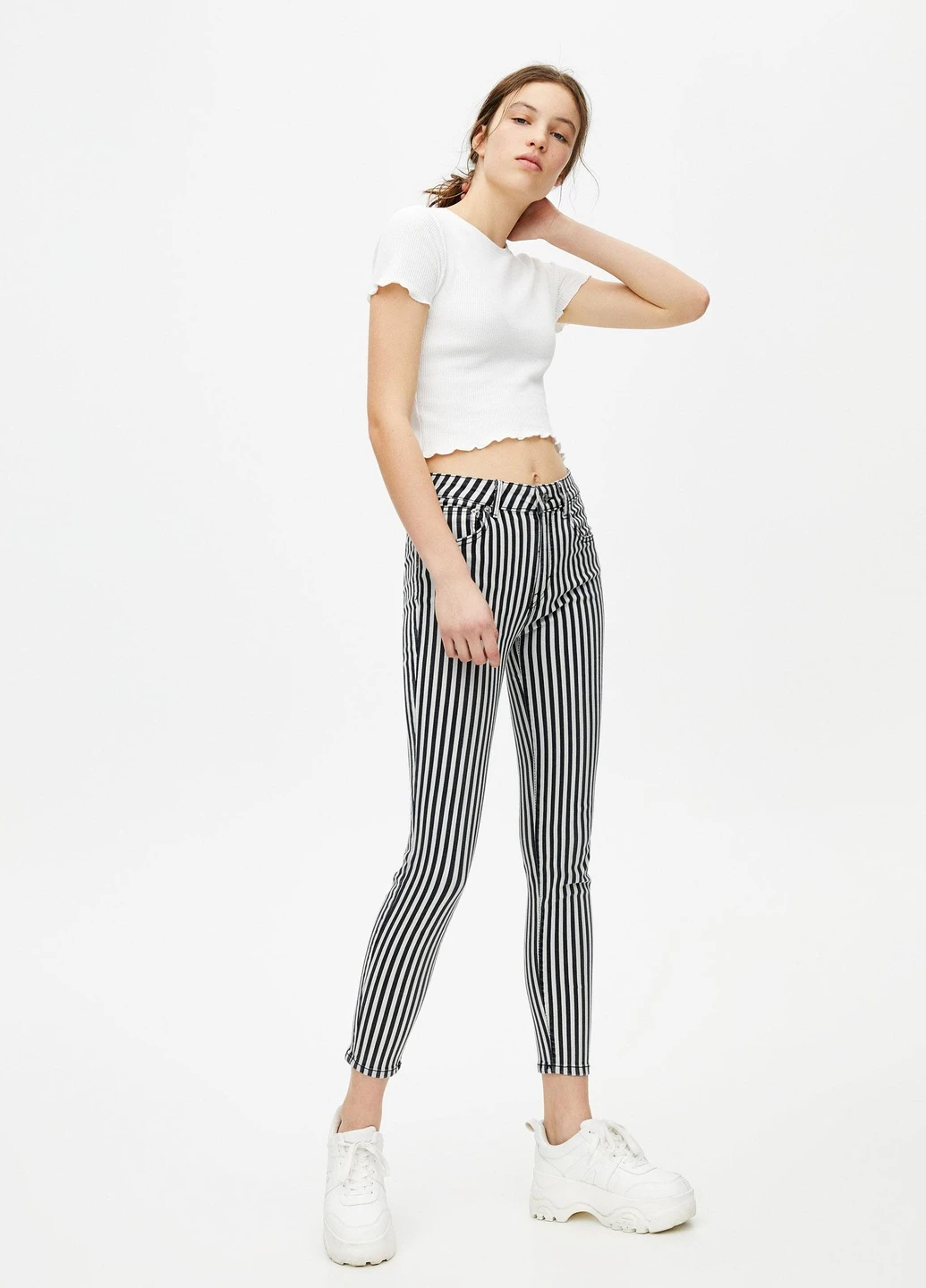 Штани демісезон,чорний в білу смужку, Pull & Bear (255192985)