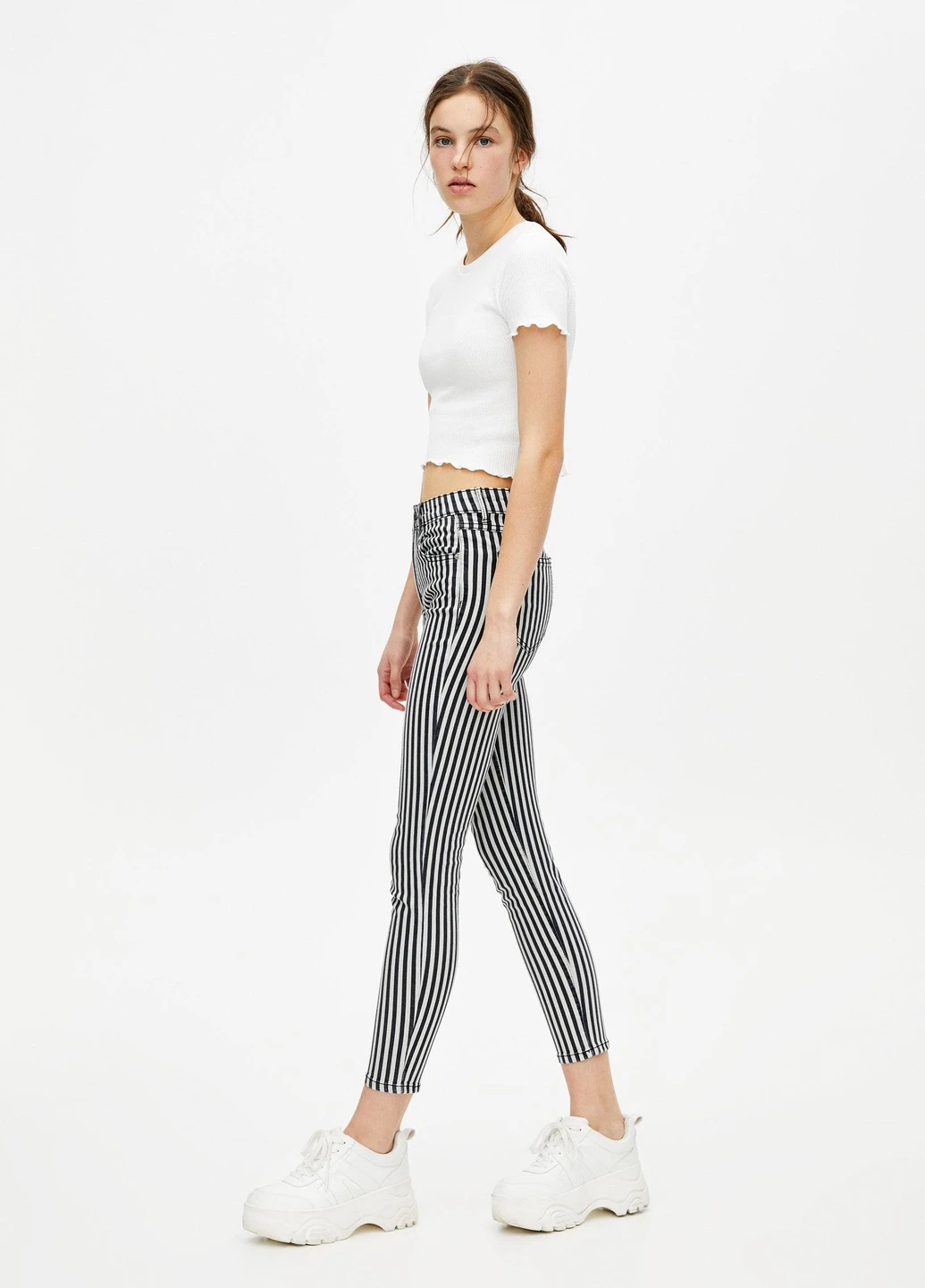 Штани демісезон,чорний в білу смужку, Pull & Bear (255192985)