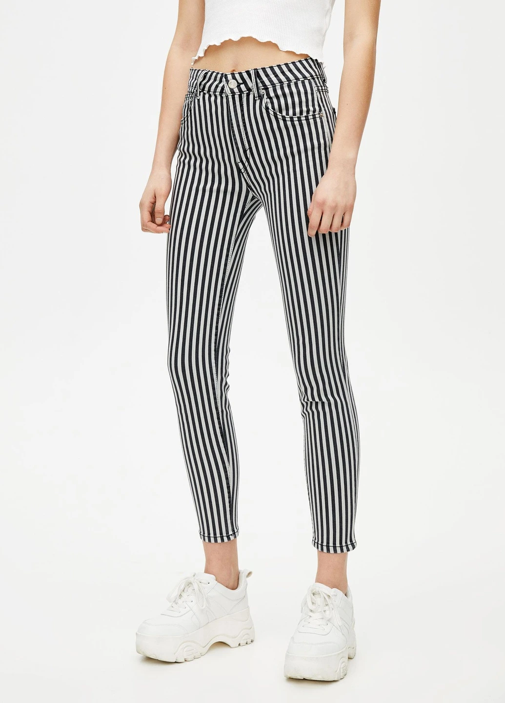 Штани демісезон,чорний в білу смужку, Pull & Bear (255192985)