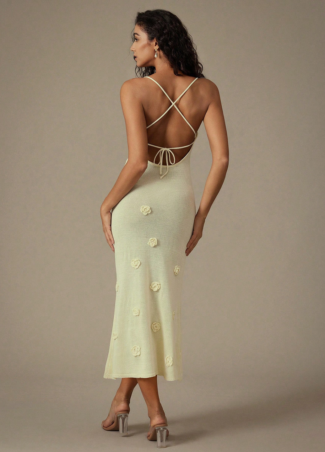 Кремова кежуал сукня сукня-майка, з відкритою спиною SHEIN однотонна