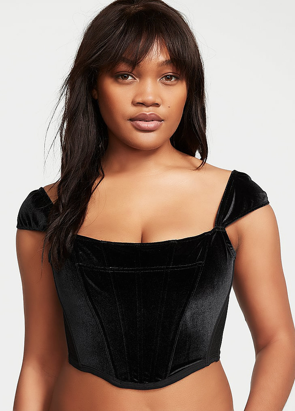 Черный демисезонный комплект (корсет, трусики) Victoria's Secret