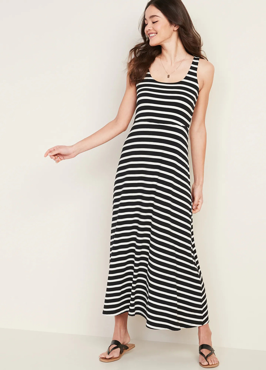 Чорно-білий кежуал сукня кльош, сукня-майка Old Navy в смужку