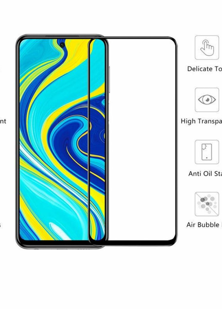 Стекло защитное Xiaomi Redmi Note 9 Pro Full Cover Full Glue (Black) (121289 (121289) Drobak (203962610)