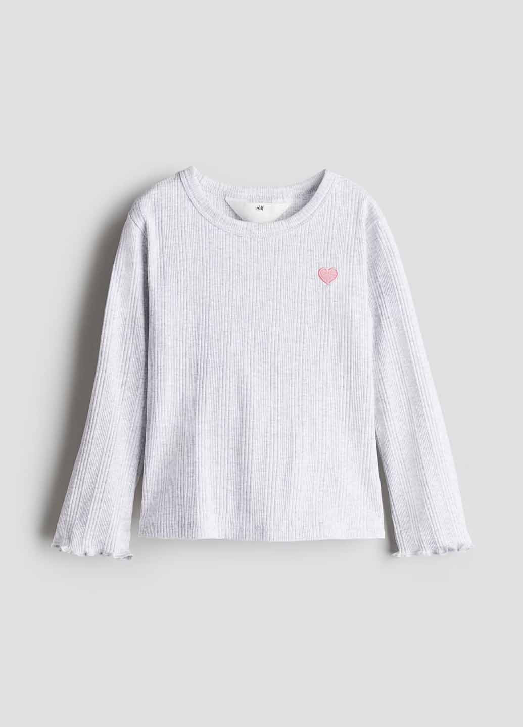 Светло-серый демисезонный кэжуал лонгслив H&M меланж