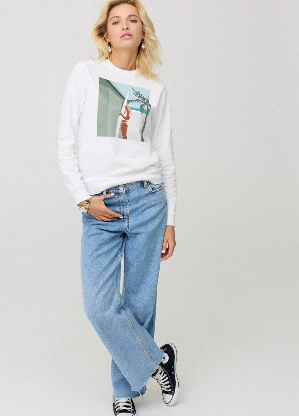 Білий світшот жіночій basic /no flis/ YAPPI (254658555)