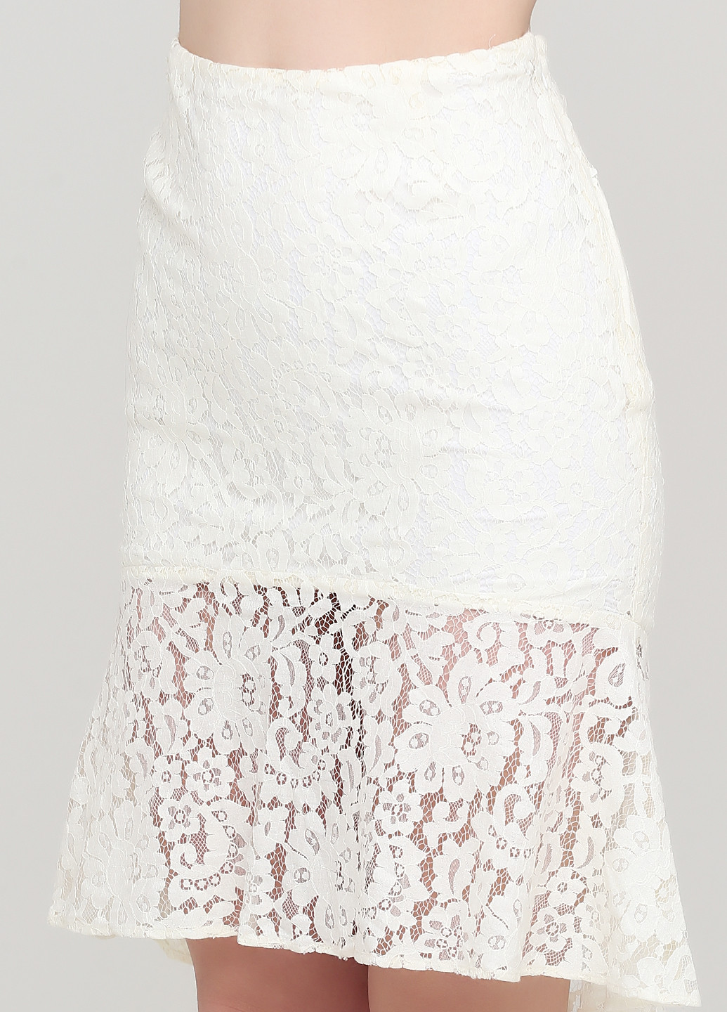 Молочная кэжуал однотонная юбка H&M а-силуэта (трапеция)