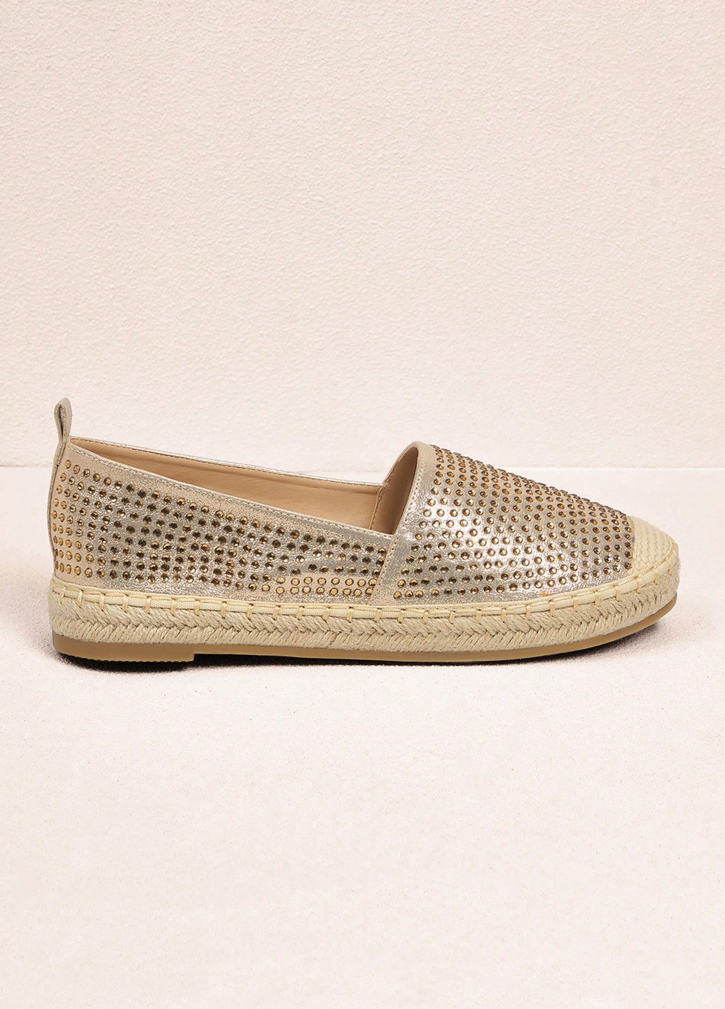 Бежевые эспадрильи SHEIN однотонный стразы, джут, плетение (341735183)