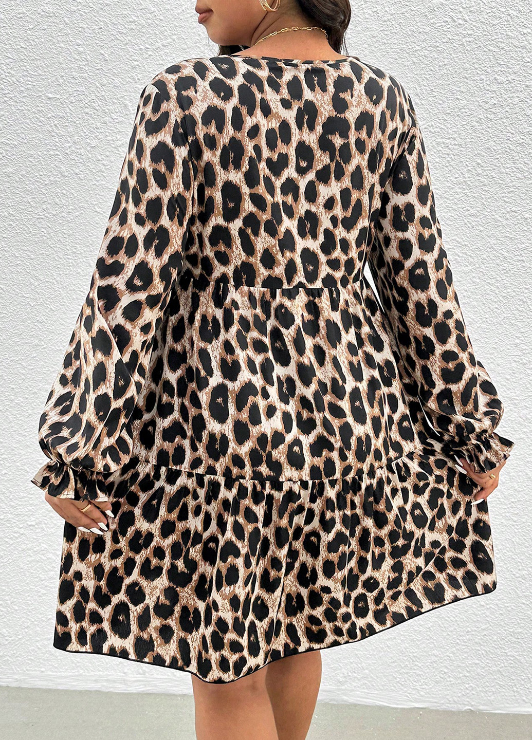Комбінована кежуал сукня а-силует SHEIN леопардовий