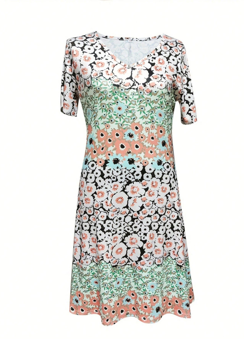 Белое кэжуал платье а-силуэт SHEIN с цветочным принтом