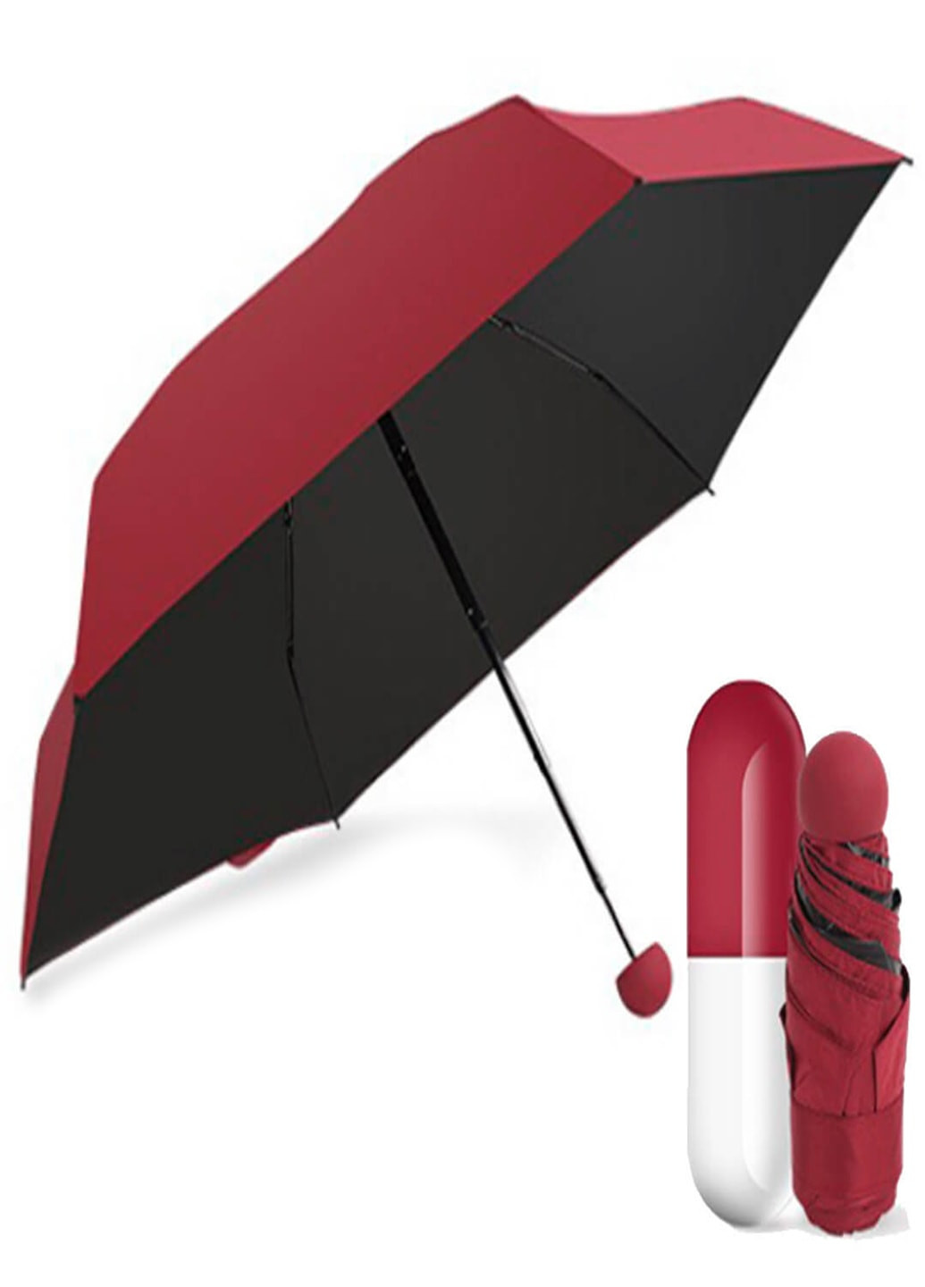 Складной мини зонт в капсуле карманный зонтик в футляре (221596663) Красный Francesco Marconi (205436445)