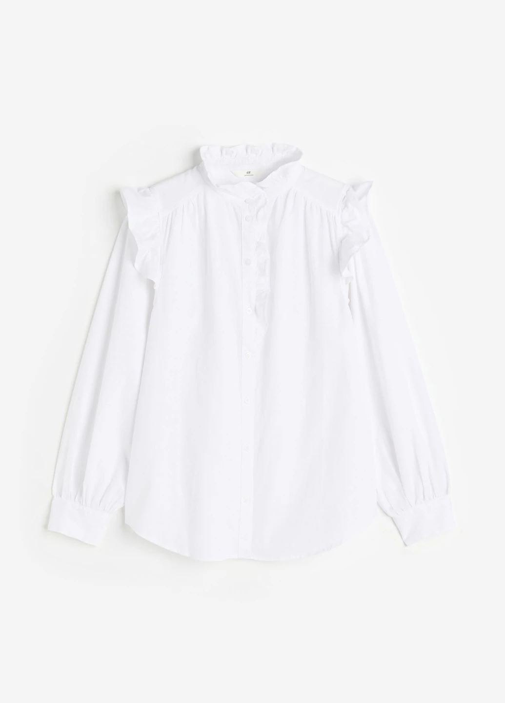 Белая кэжуал рубашка однотонная H&M